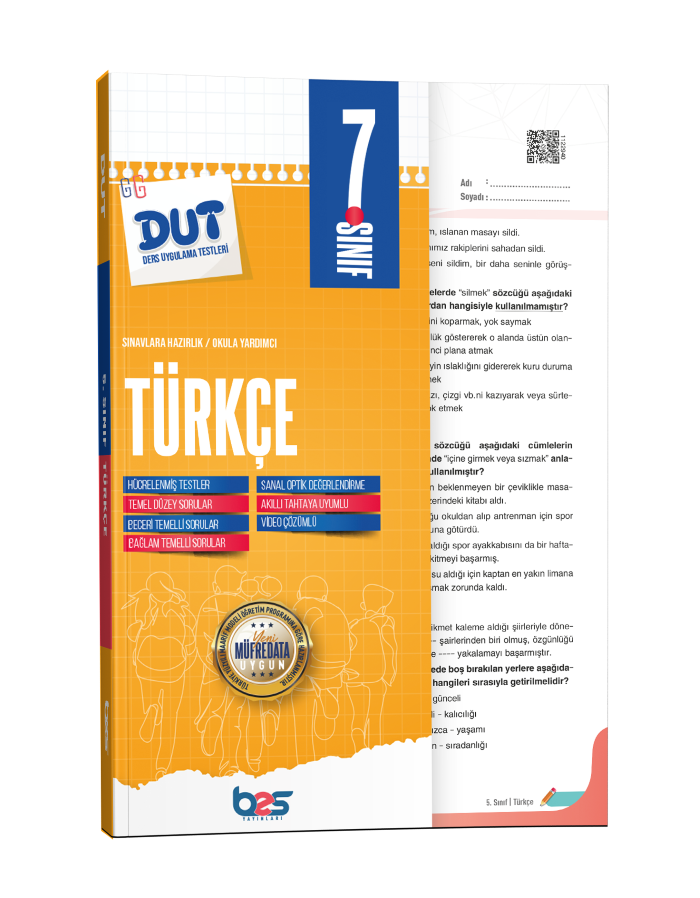 BES DUT 07.SINIF UYGULAMA TESTİ TÜRKÇE - 2026-27